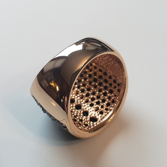 Bronze Milor Italy Black Pave Set Wide Band Ring - Size 9 - Picture 4 of 9